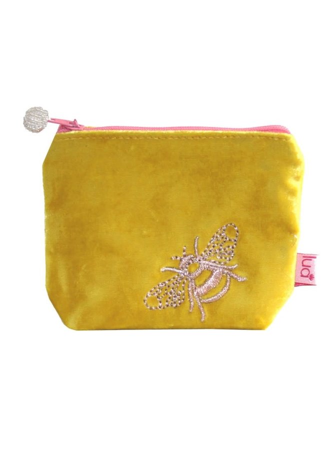 Bee Mini Velvet Embroidered Purse Yellow504