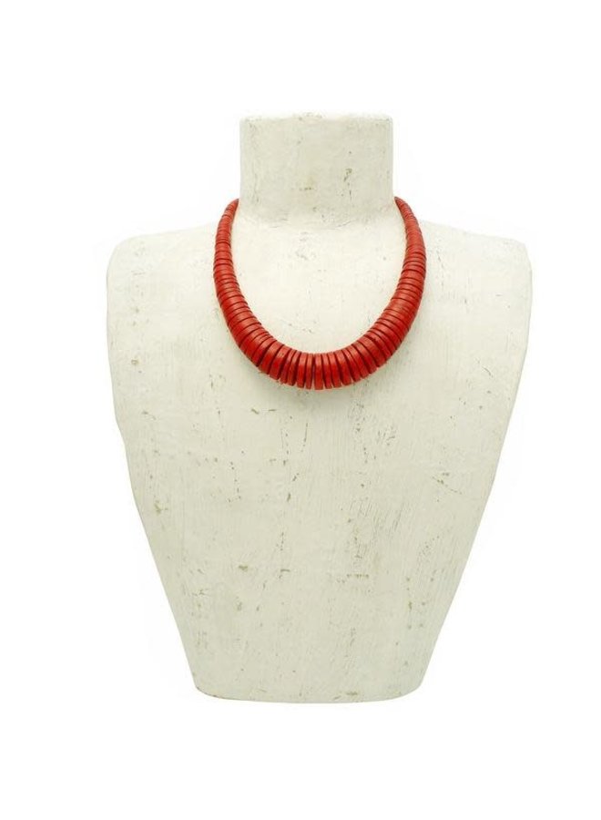 Collar Disco de Coco Graduado Rojo 061