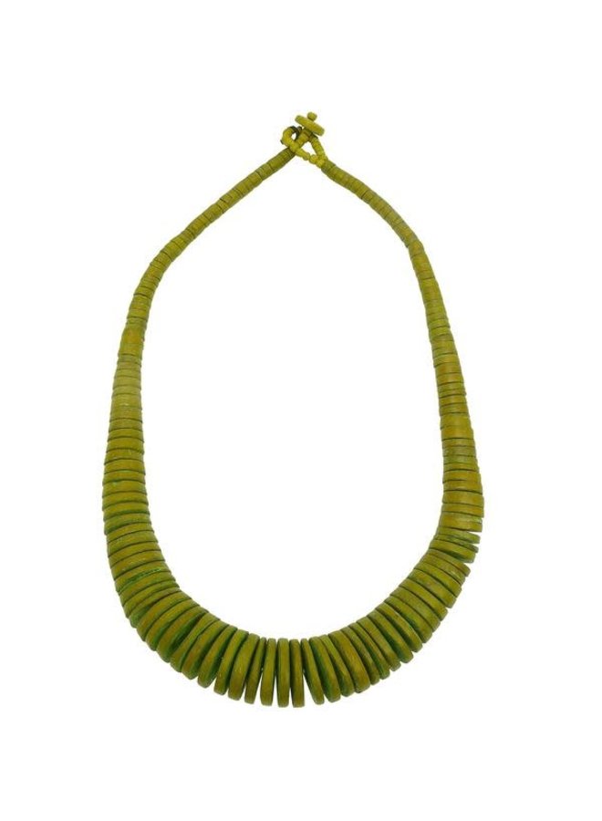 Lime Green Graduated Coco Disc Necklace 071