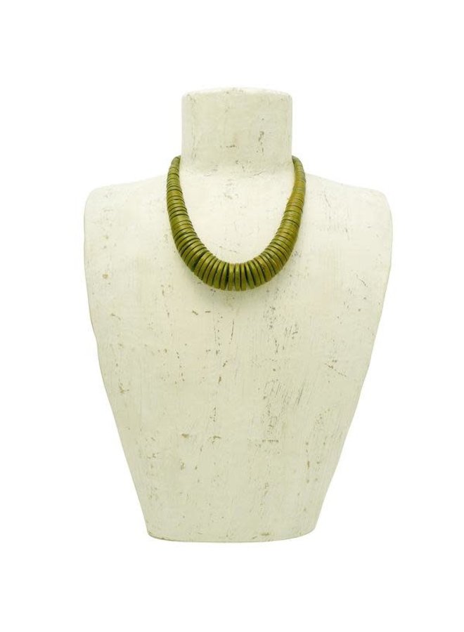 Lime Green Graduated Coco Disc Necklace 071