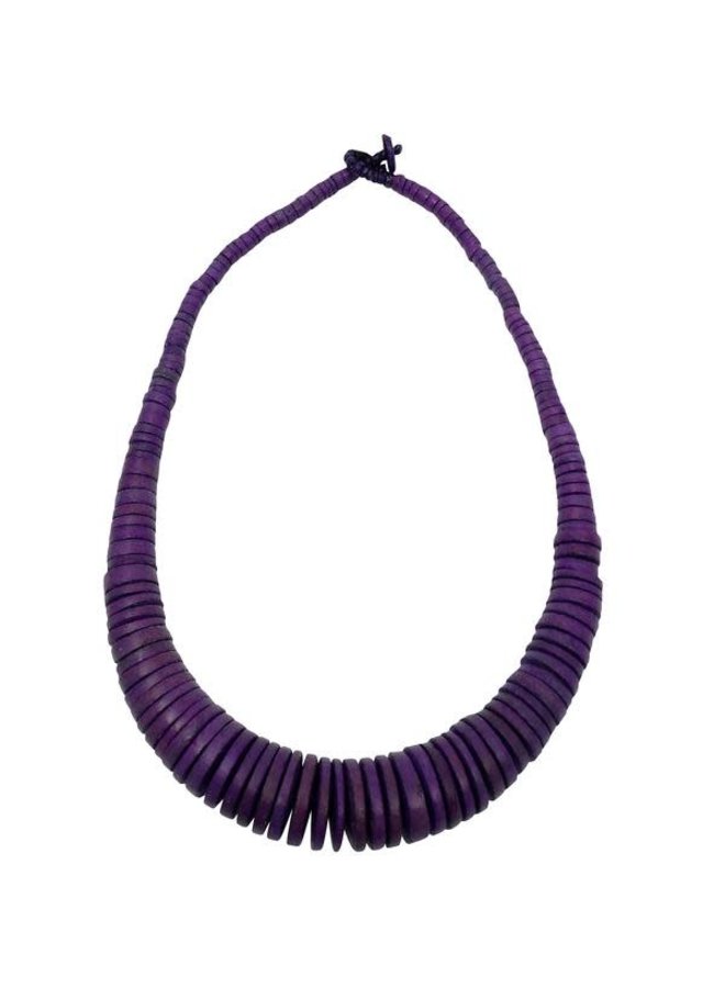 Purple  Graduated coco disc necklace 083