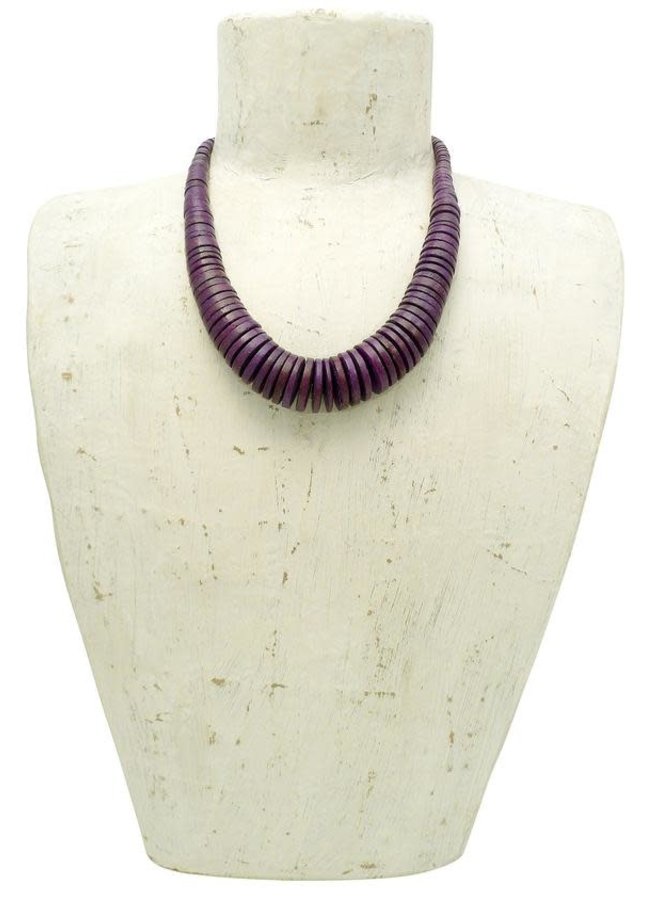 Collier disque de coco dégradé violet 083