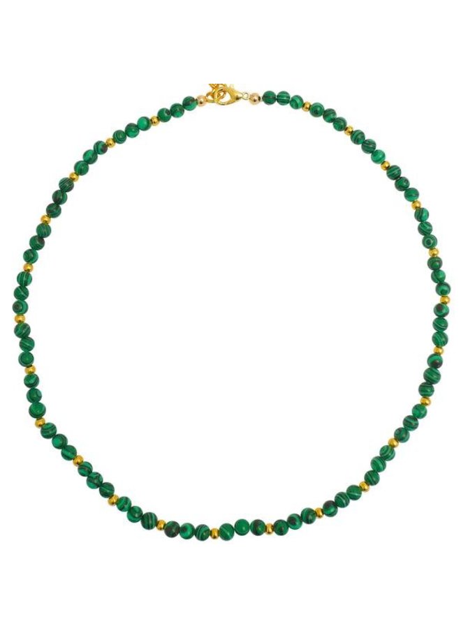 Collier de trouvailles vert malachite et or 084