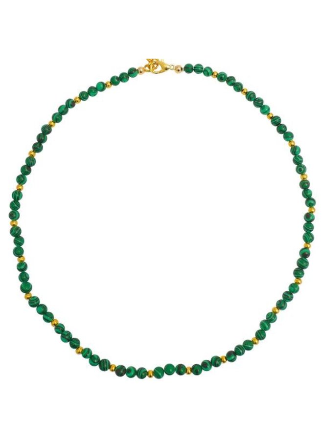 Malakitgrönt och guldfynd halsband 084