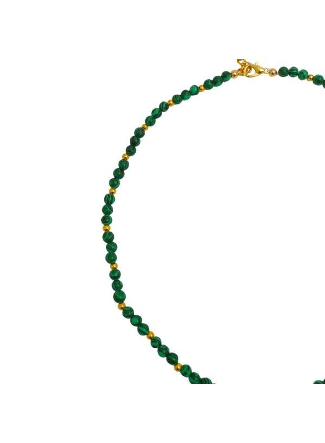 Collier de trouvailles vert malachite et or 084