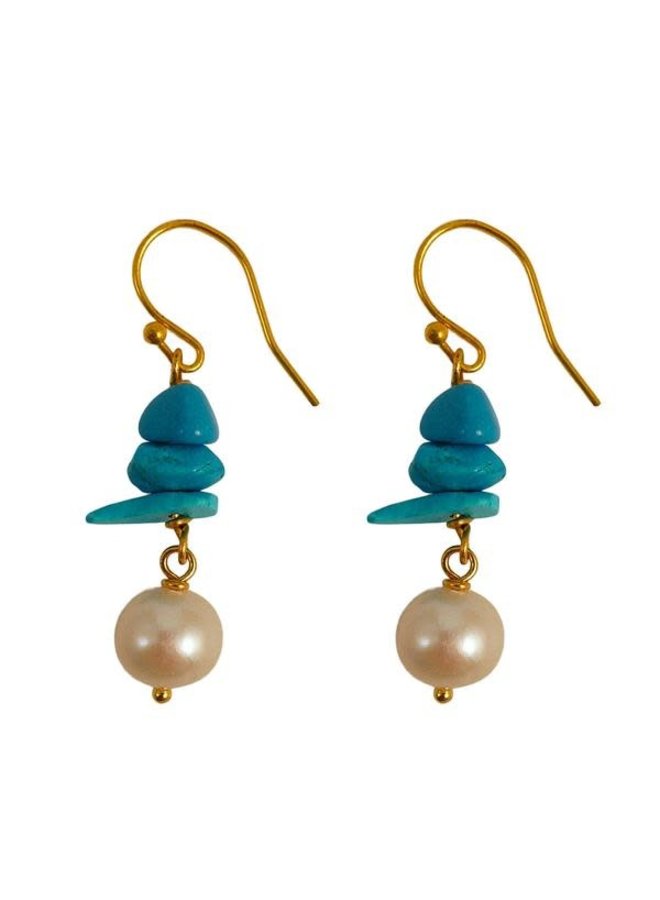 Boucles d'oreilles Turquoise et Perle 93