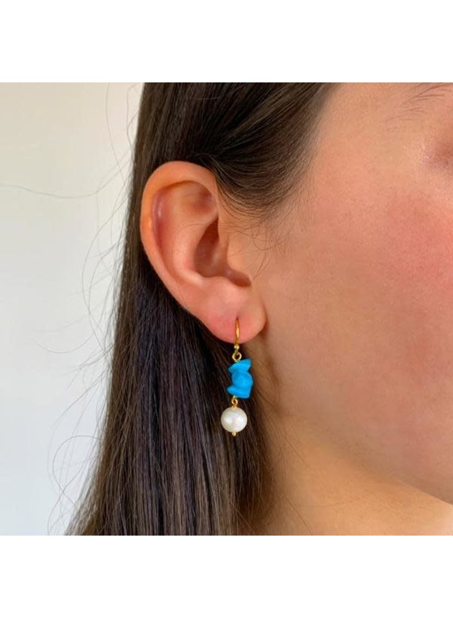 Boucles d'oreilles Turquoise et Perle 93