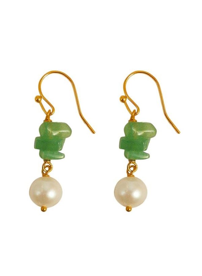 Boucles d'oreilles Aventurine et Perle Verte 94