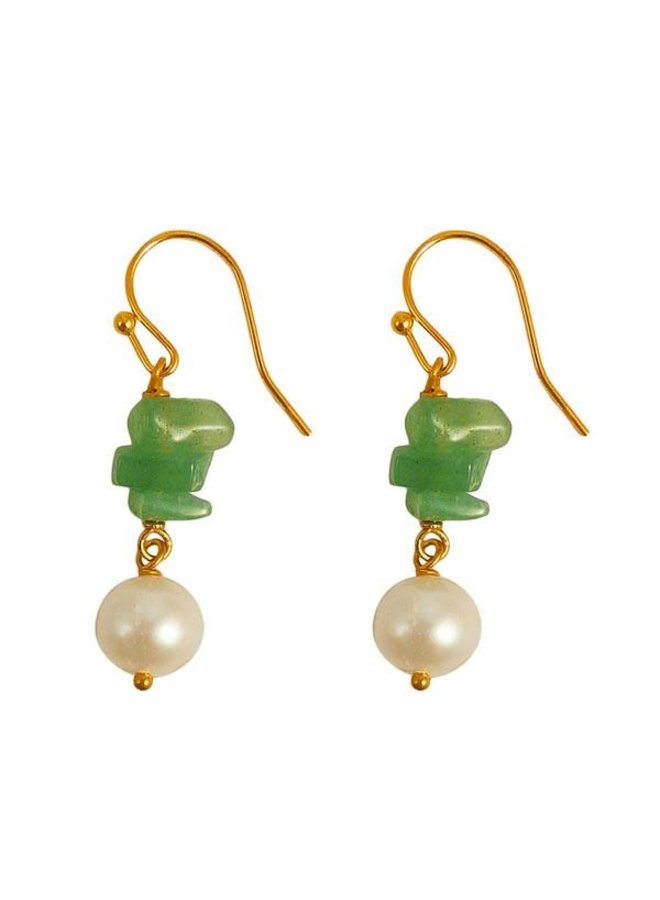 Green Adventurine and Pearl  earrings  94