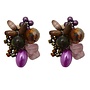 Серьги-клипсы Purple Glass bead and Pearl 96