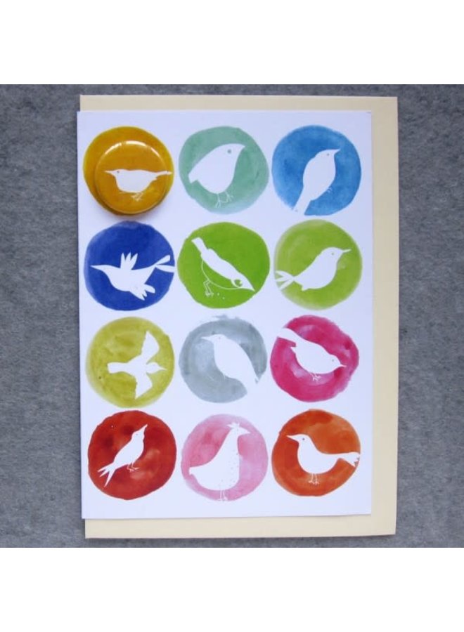 Carte badge oiseaux en couleur 70