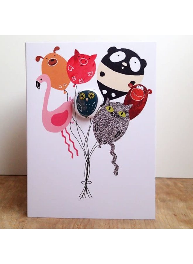 Carte badge animaux ballons 72