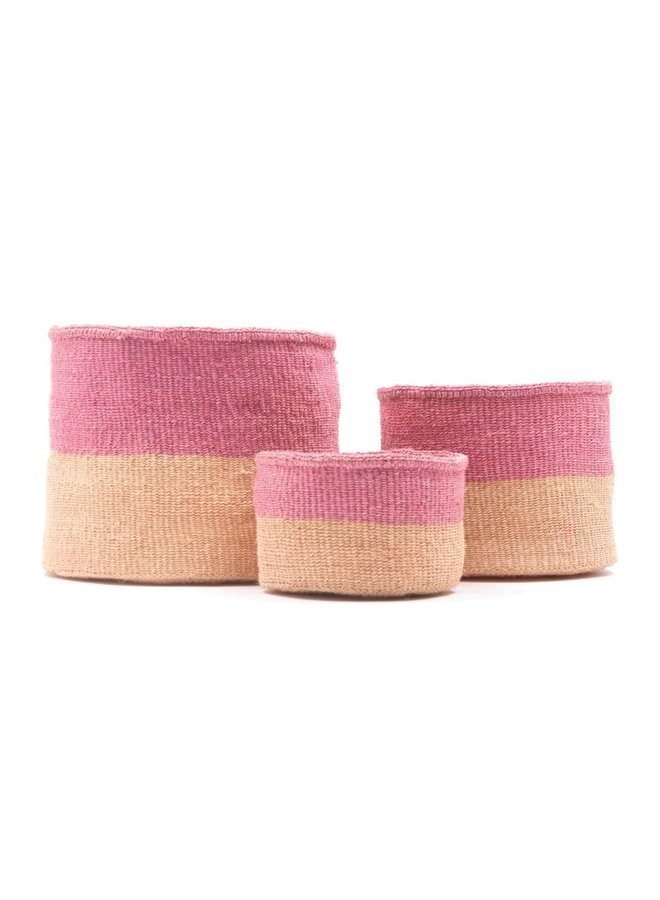 Cesta pequeña Keti Sand y Dusty Pink Sisal 37