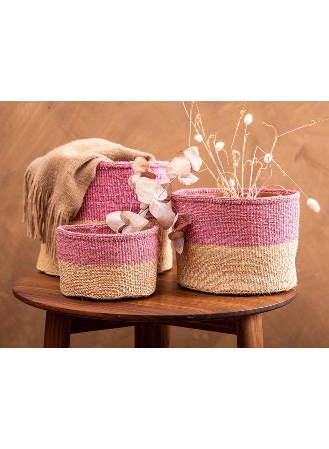 Cesta pequeña Keti Sand y Dusty Pink Sisal 37