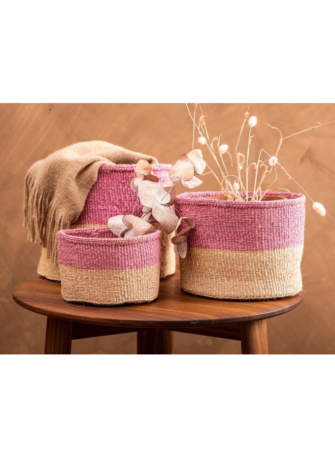 Keti Sand and Dusty Pink  Sisal small basket 37