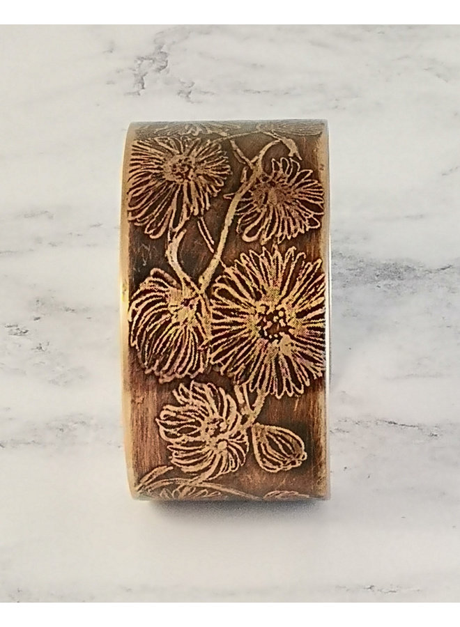 Daisy dark copper etched cuff 93