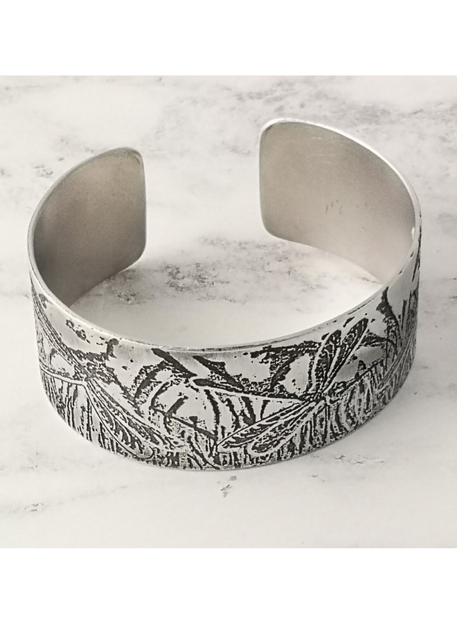 Dragonfly light etched  aluminium cuff 95