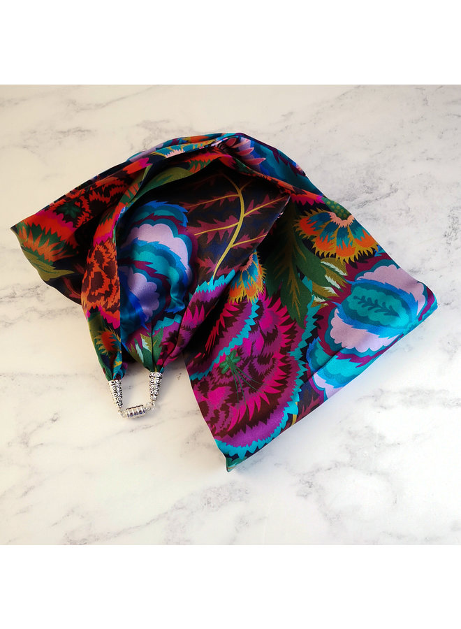 Natasha Satin and Silk Scarf  with magnetic clasp Boxed