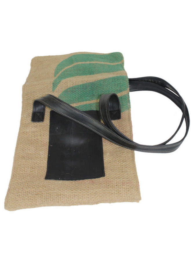 Recylced Coffee Sack & Inner Tube Crossover Bag Large