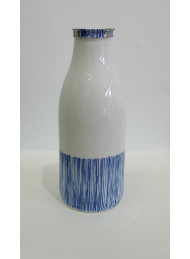 Blue Stripe Bottle with Gold Large  10
