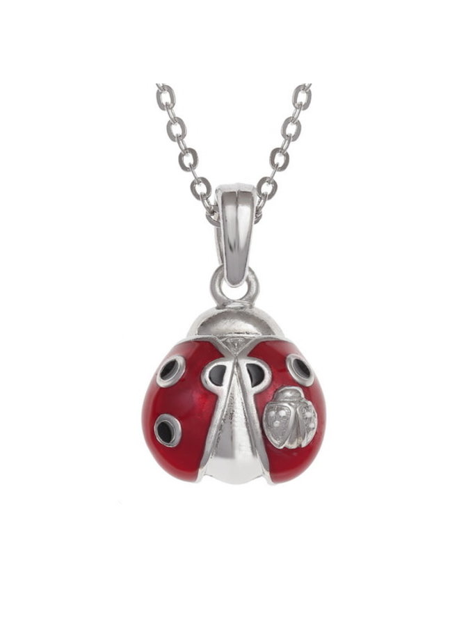 Ladybird enamel painted necklace