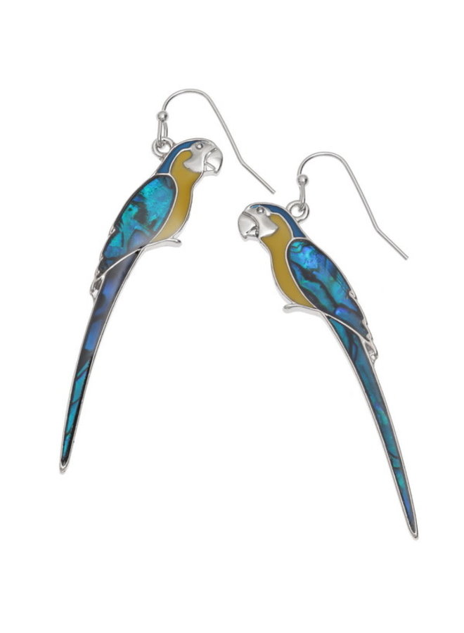 Macaw Yellow Inlaid Puau shell drop earrings 639