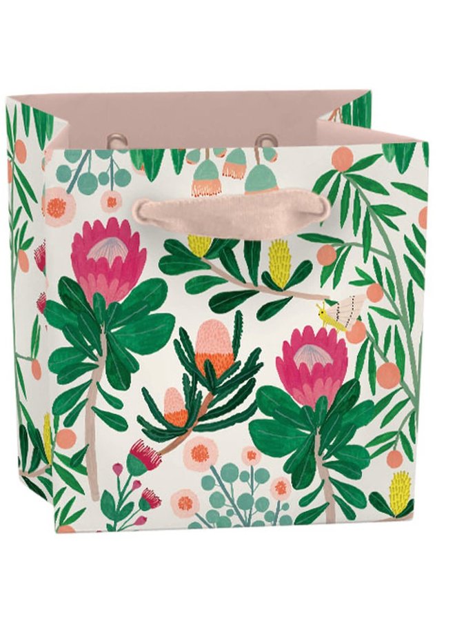 Миниатюрная сумка King Protea с цветочным рисунком - ручка из ленты и подарочная бирка