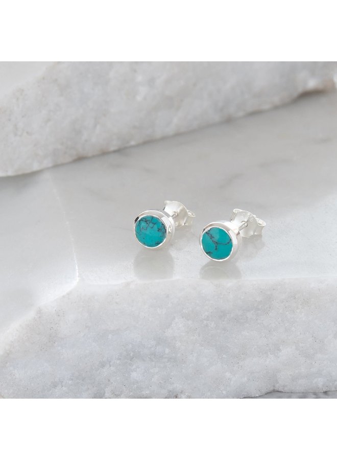 Boucles d'oreilles minuscules en turquoise et argent sterling 74