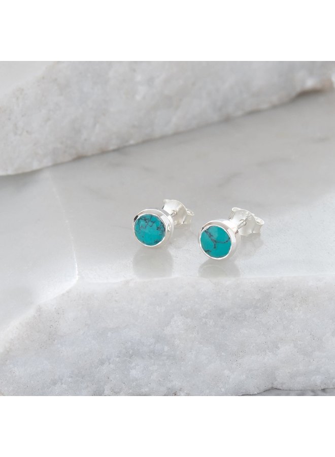 Turquoise and sterling silver tiny stud earrings 74