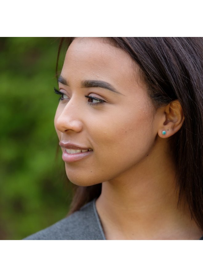 Boucles d'oreilles minuscules en turquoise et argent sterling 74