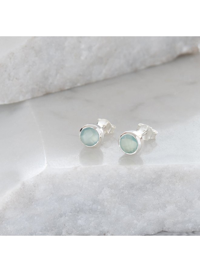 Aquamarine and sterling silver tiny stud earrings 75