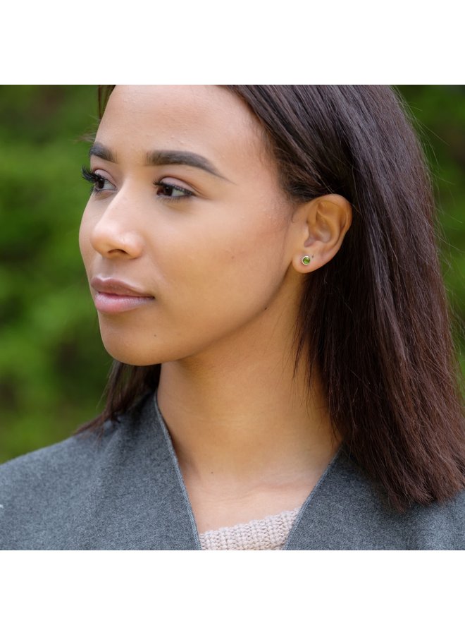 Peridot and sterling silver tiny stud earrings 79