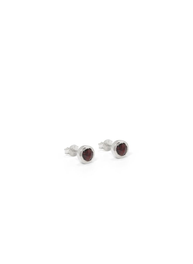 Garnet and sterling silver tiny stud earrings 80