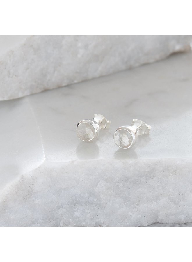 Rock Crystal and sterling silver tiny stud earrings 81