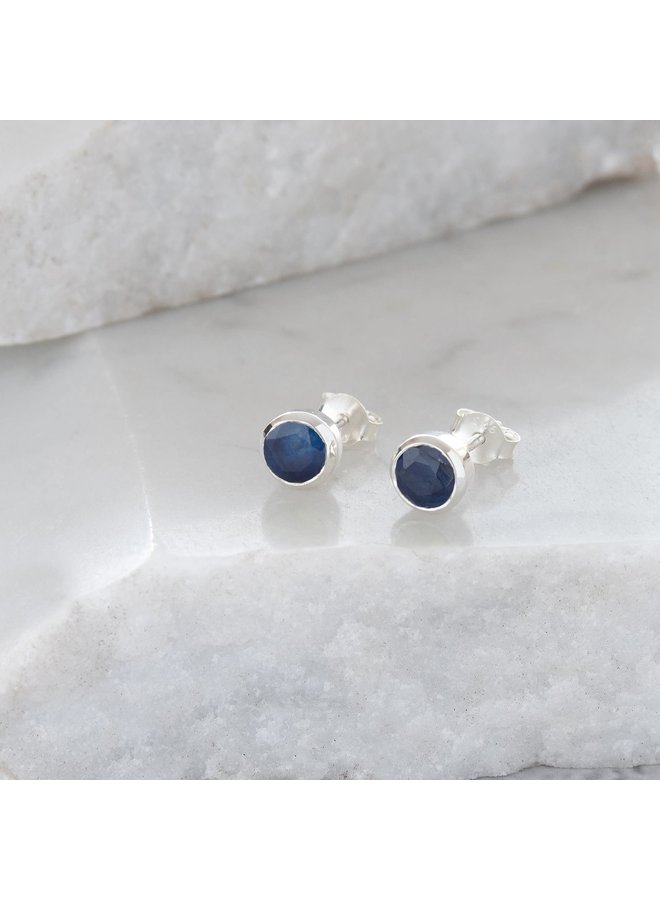Sapphire  and sterling silver tiny stud earrings 83