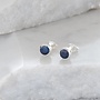 Sapphire  and sterling silver tiny stud earrings 83