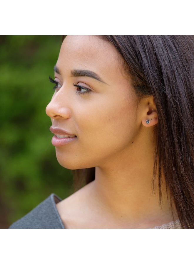 Sapphire  and sterling silver tiny stud earrings 83