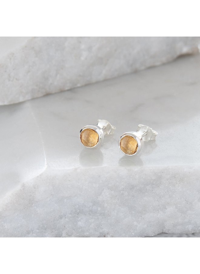 Citrine and sterling silver tiny stud earrings 84