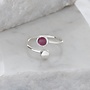 Bague Ajustable Rubis/Rhodolite et Argent 86