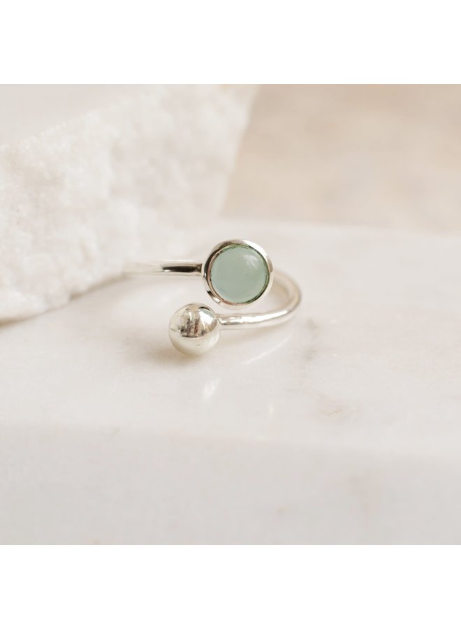 Aqua  and Silver Adjustable Ring 87