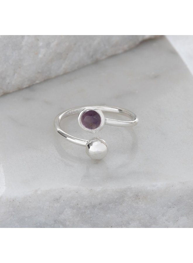 Amethyst and Silver Adjustable Ring 88