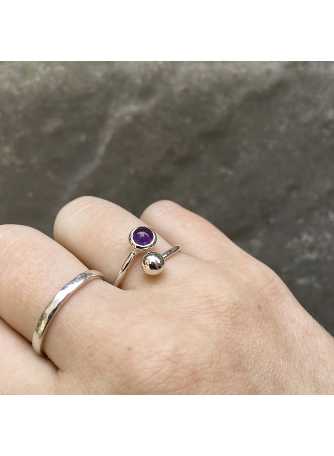 Amethyst and Silver Adjustable Ring 88