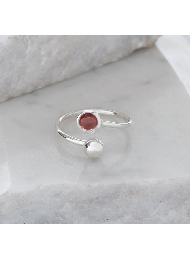 Garnet and Silver Adjustable Ring 89