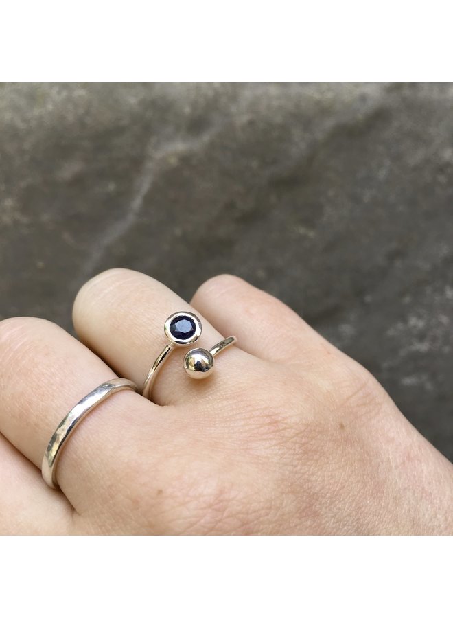 Sapphire and Silver Adjustable Ring 93
