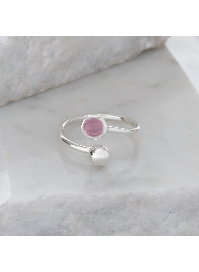 Регулируемое кольцо с розовым и серебряным турмалином 96