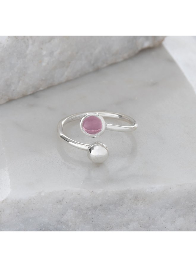 Tourmaline Pink and Silver Adjustable Ring 96