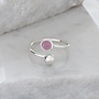 Anillo ajustable de turmalina rosa y plata 96