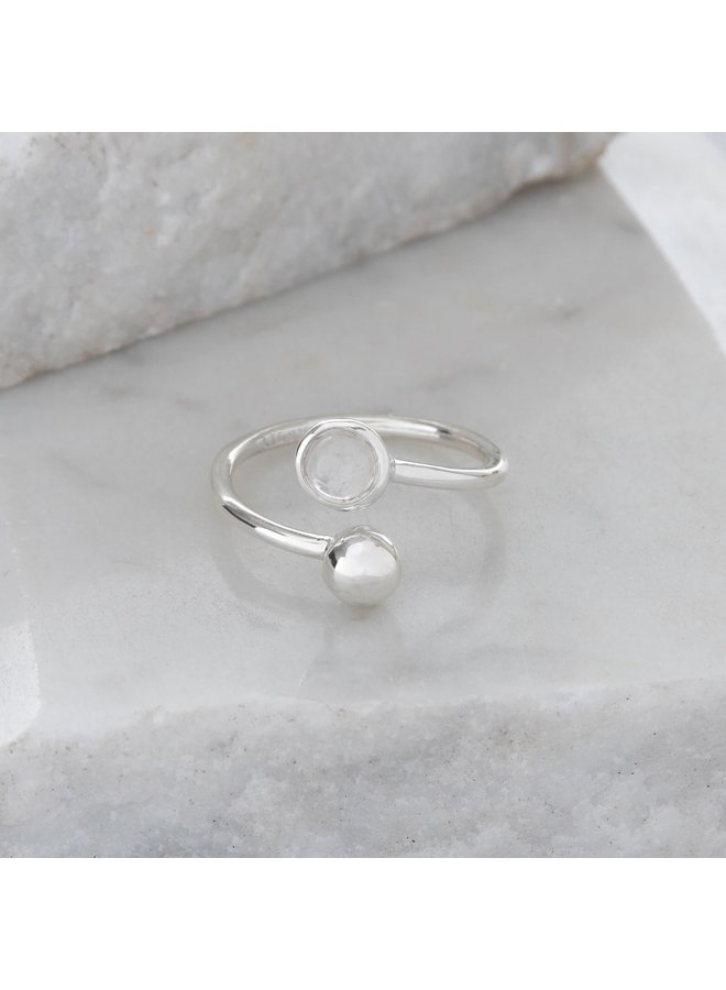 Moonstone och Silver Justerbar Ring 95