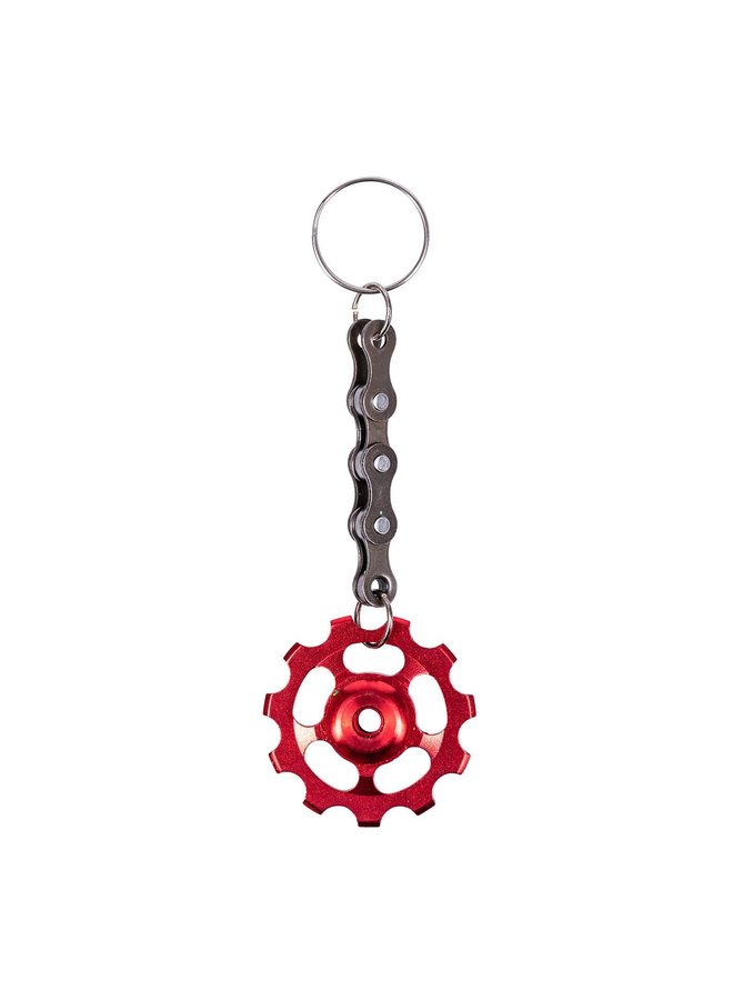 Keyring Bike Cog and chain Red  84