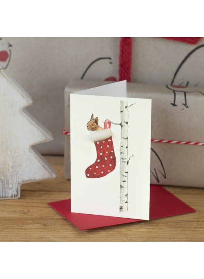 Écureuil en bas Festive Mini Card 17